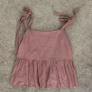 Madewell Mauve Sleeveless Blouse with Tie Straps